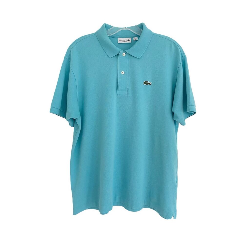 Lacoste Classic Fit Men Blue 100% Cotton Polo Shirt Size L